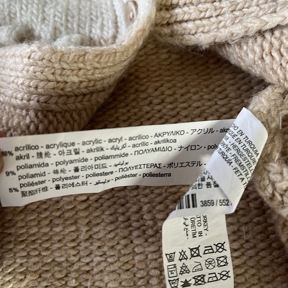 Zara two tone bauble knit cardigan sweater neutral button up cozy - Picture 5 of 6